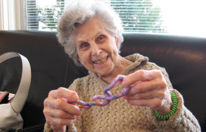 Bernice playing with a Tangle